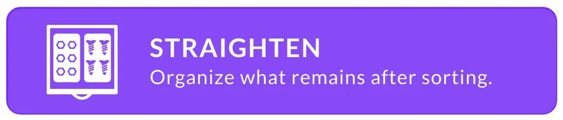 Icon and definition of the Straighten 5S step.