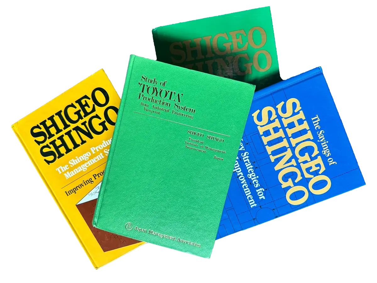 Photo of a variety of books written by Shigeo Shingo.
